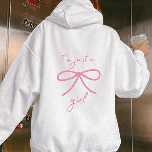 Pink Ribbon Hoodie, Coquette Bow Hoodie, Trendy Graphic Hoodie